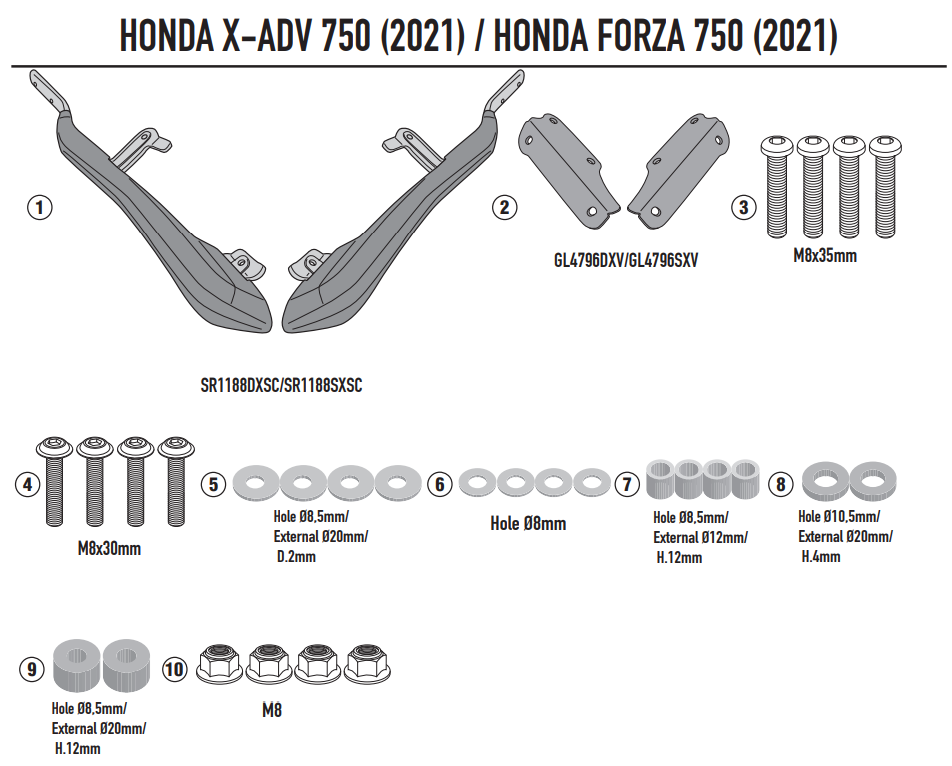 GIVI STELAŻ KUFRA CENTRALNEGO (BEZ PŁYTY) - HONDA X-ADV 750 (21 > 25) / Forza 750 (21 > 25)