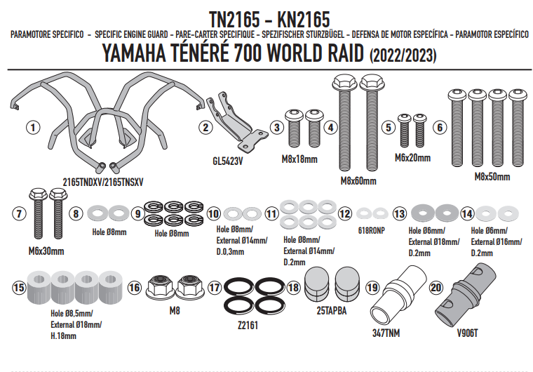 GIVI OSŁONA SILNIKA GMOLE - YAMAHA TÉNÉRÉ 700 WORLD RAID (22 > 25)