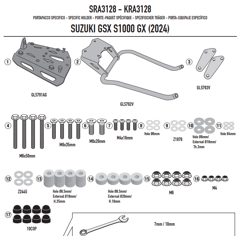 GIVI STELAŻ KUFRA CENTRALNEGO Z ALUMINIOWĄ PŁYTĄ MONOKEY - SUZUKI GSX S1000 GX (24)