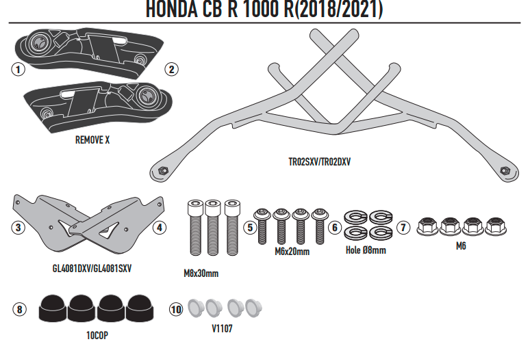 GIVI STELAŻ SAKW BOCZNYCH SERII REMOVE-X - HONDA CB 1000 R (18 > 22)