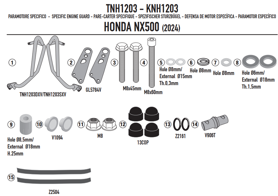 KAPPA GMOLE OSŁONY SILNIKA GÓRNE HONDA NX 500 '24-'25, CZARNE – zdjęcie 2