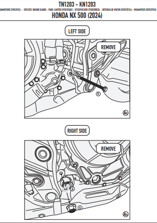 KAPPA GMOLE OSŁONY SILNIKA HONDA NX 500 '24-'25, CB 500 HORNET '24-'25 CZARNE – zdjęcie 4