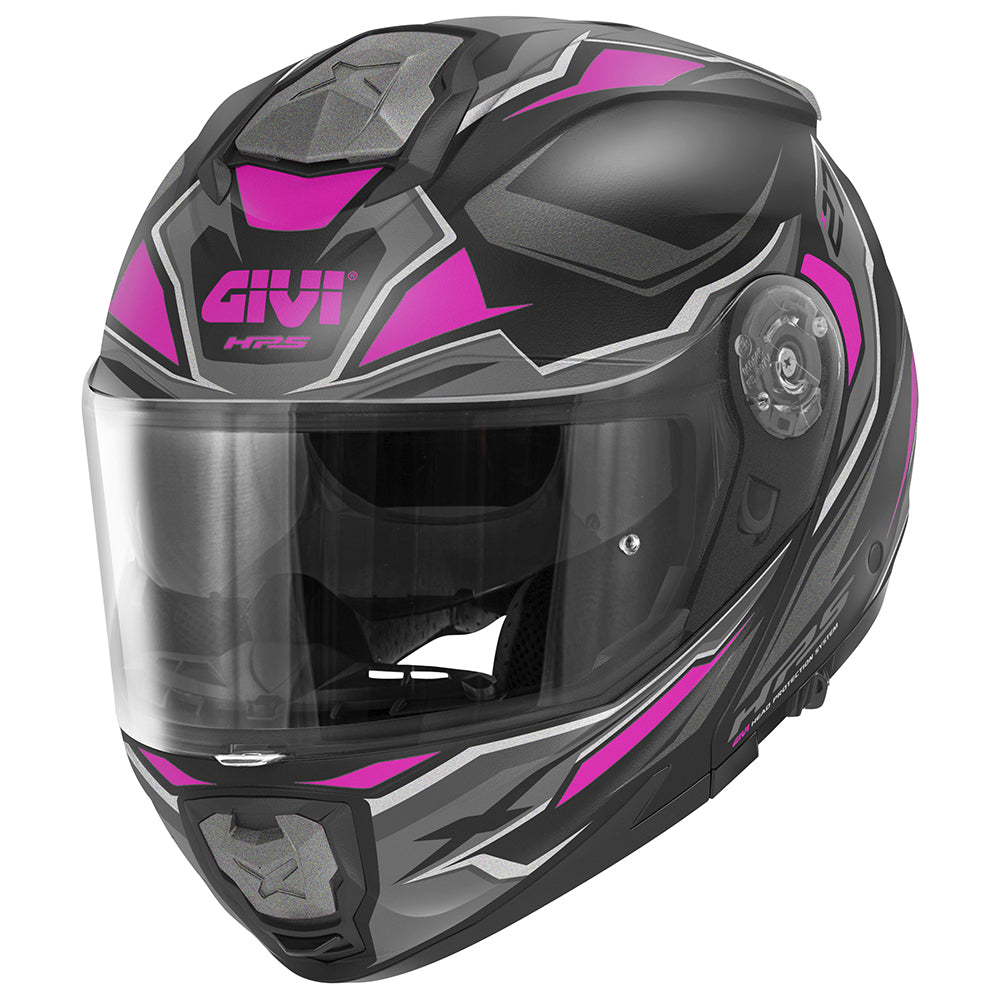 GIVI KASK X.27 SECTOR - SZCZĘKOWY Z BLENDĄ - SZARY Z GRAFIKĄ RÓŻ ROZMIAR XS / 54