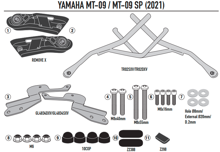 KAPPA STELAŻ POD TORBY (SAKWY) BOCZNE SZYBKIEGO MONTAŻU REMOVE-X YAMAHA MT-09 '21-'22, MT-09 SP '21-'22