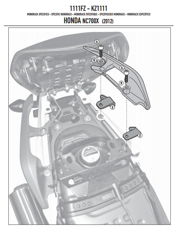 KAPPA STELAŻ KUFRA CENTRALNEGO HONDA NC 700S/X (12-13), NC 750S/X/DCT (14-15) ( BEZ PŁYTY ) – zdjęcie 3