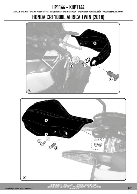 KAPPA OSŁONY KIEROWNICY (RĄK, HANDBARY) HONDA CRF 1000L AFRICA TWIN (16-19), ADVENTURE SPORTS (18-19), X-ADV 750 (17-20) - WYCOFANA Z OFERTY – zdjęcie 2