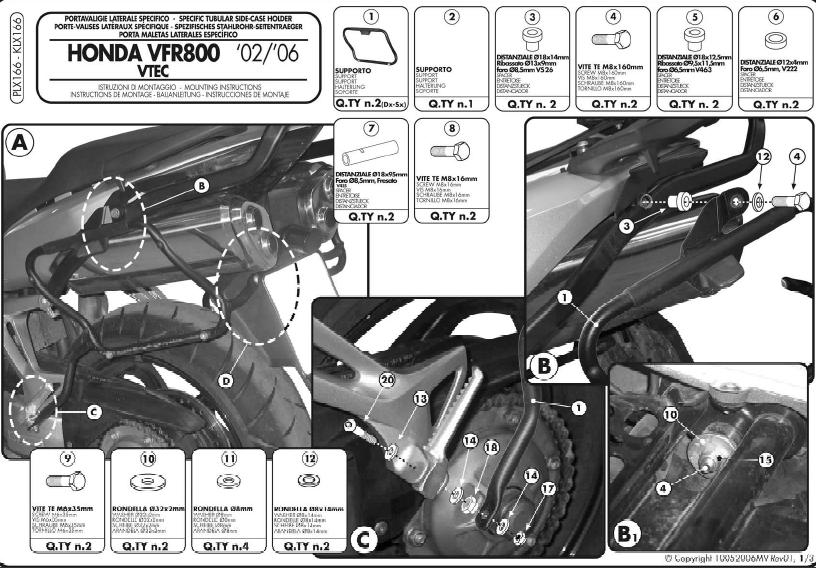KAPPA STELAŻ KUFRÓW BOCZNYCH MONOKEY SIDE HONDA VFR 800 '02-'11 - TYLKO POD KUFRY K33N K'ROAD – zdjęcie 4