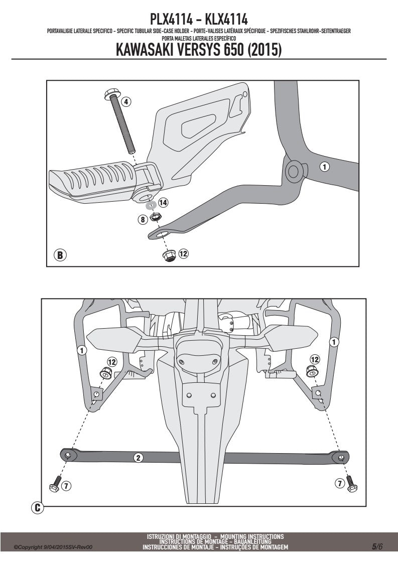 KAPPA STELAŻ KUFRÓW BOCZNYCH MONOKEY SIDE KAWASAKI VERSYS 650 (15-25) - TYLKO POD KUFRY K33N K'ROAD – zdjęcie 6