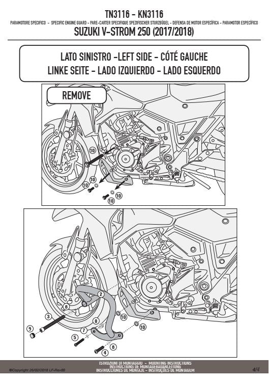 KAPPA GMOLE OSŁONY SILNIKA SUZUKI V-Strom 250 (17-18) CZARNE