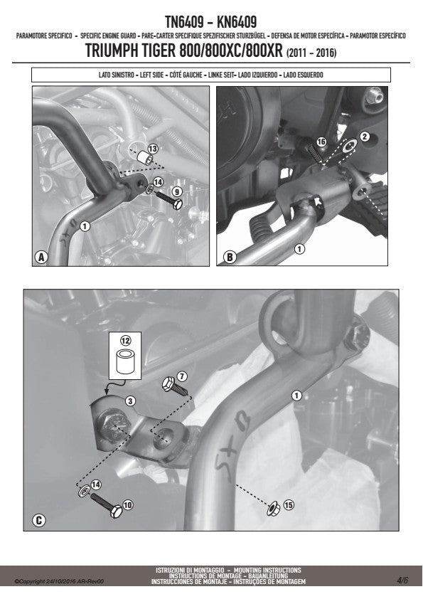 KAPPA GMOLE OSŁONY SILNIKA TRIUMPH Tiger 800 / 800 XC / 800 XR (11-19) CZARNE – zdjęcie 4