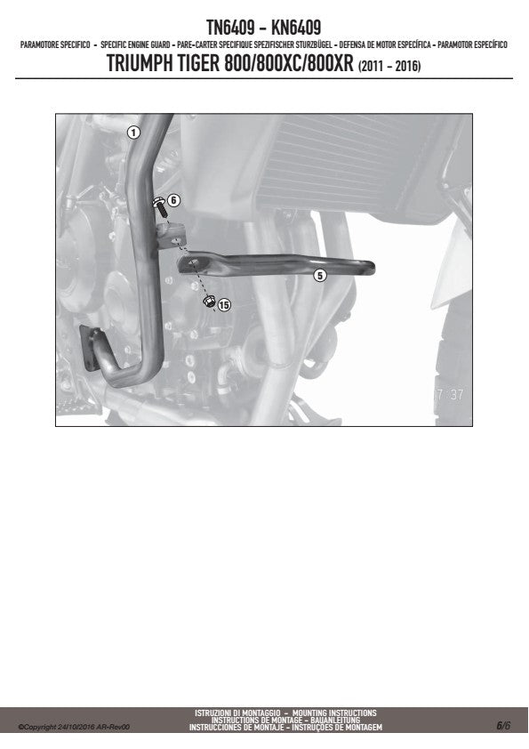 KAPPA GMOLE OSŁONY SILNIKA TRIUMPH Tiger 800 / 800 XC / 800 XR (11-19) CZARNE – zdjęcie 6
