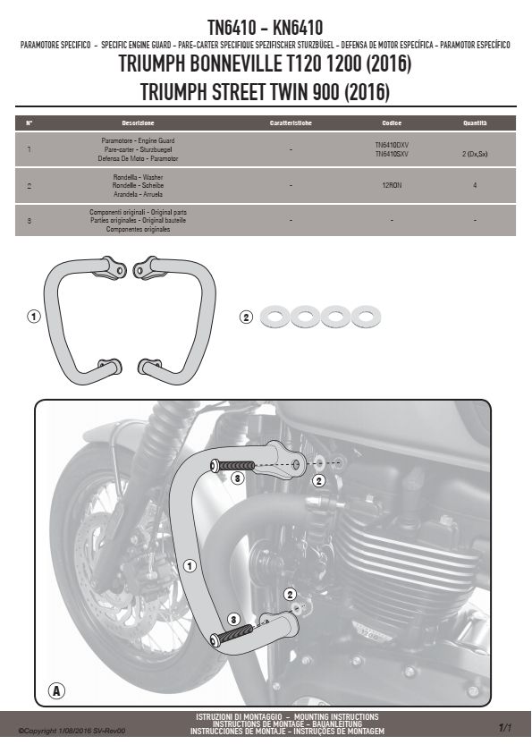 KAPPA GMOLE OSŁONY SILNIKA TRIUMPH Bonneville T100 '17-'22 , Bonneville T120 '16-'25, Street Twin 900 '16-'24, Street Twin 1200 '19-'20 CZARNE – zdjęcie 2