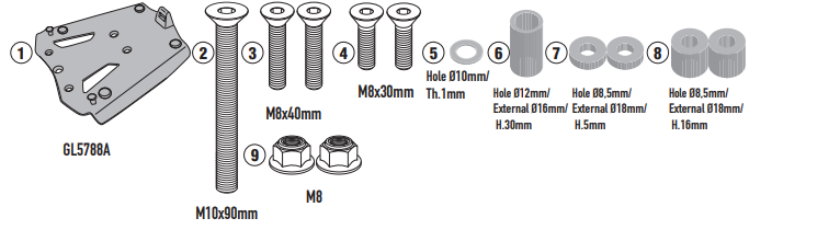 GIVI STELAŻ KUFRA CENTRALNEGO Z ALUMINIOWĄ PŁYTĄ MONOKEY - KOVE 510X (24)