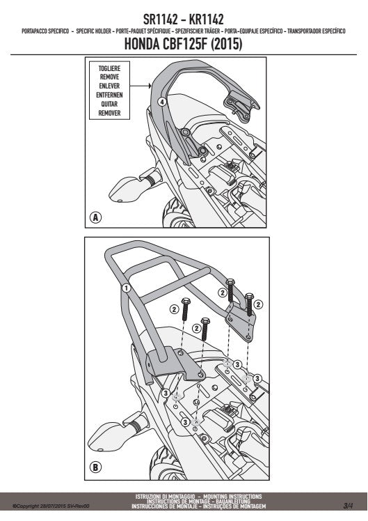 KAPPA STELAŻ KUFRA CENTRALNEGO HONDA CB 125F (15-20) ( BEZ PŁYTY ) – zdjęcie 3