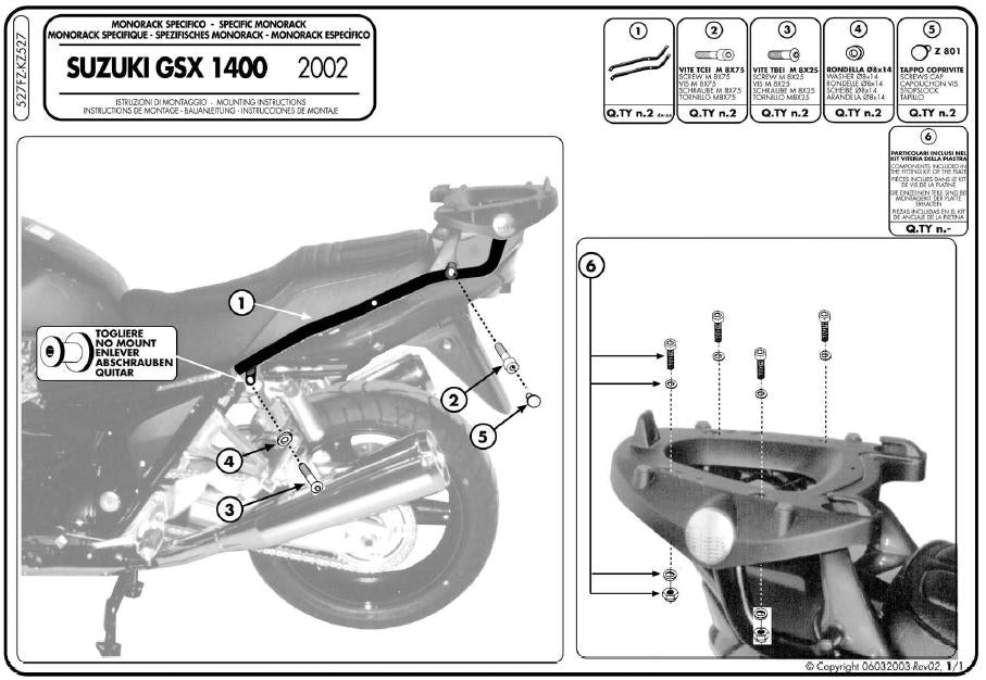 KAPPA STELAŻ KUFRA CENTRALNEGO SUZUKI GSX 1400 (02-09) ( BEZ PŁYTY ) – zdjęcie 2