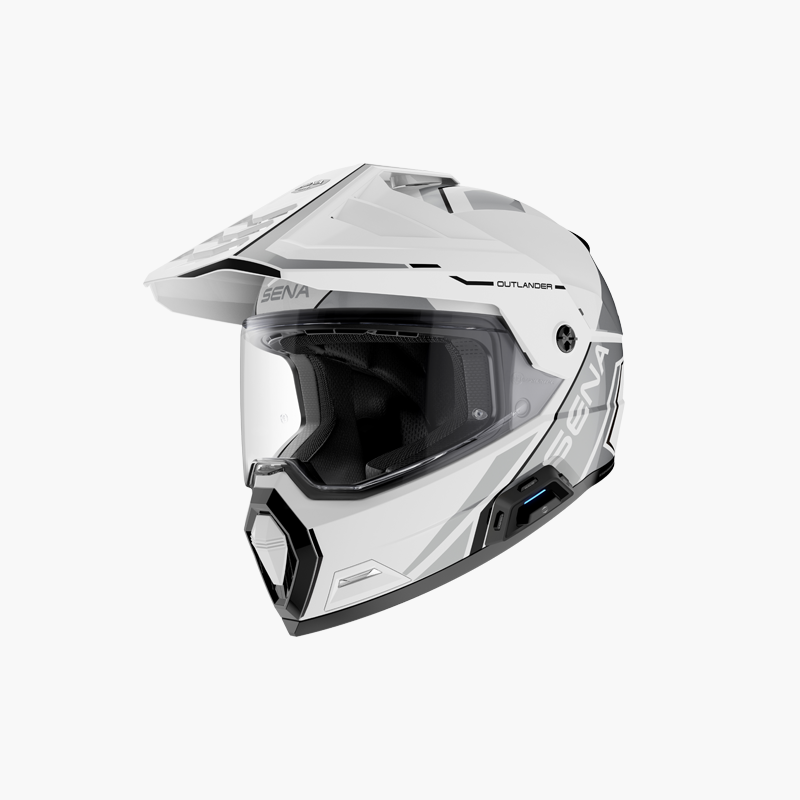 SENA 2026/07 KASK OUTLANDER DUAL SPORT FIBERGLASS Z INTERKOMEM MESH 3.0 DO 2000M ROZMIAR XL KOLOR BIAŁY ( ECE R22.06 ) (EL)