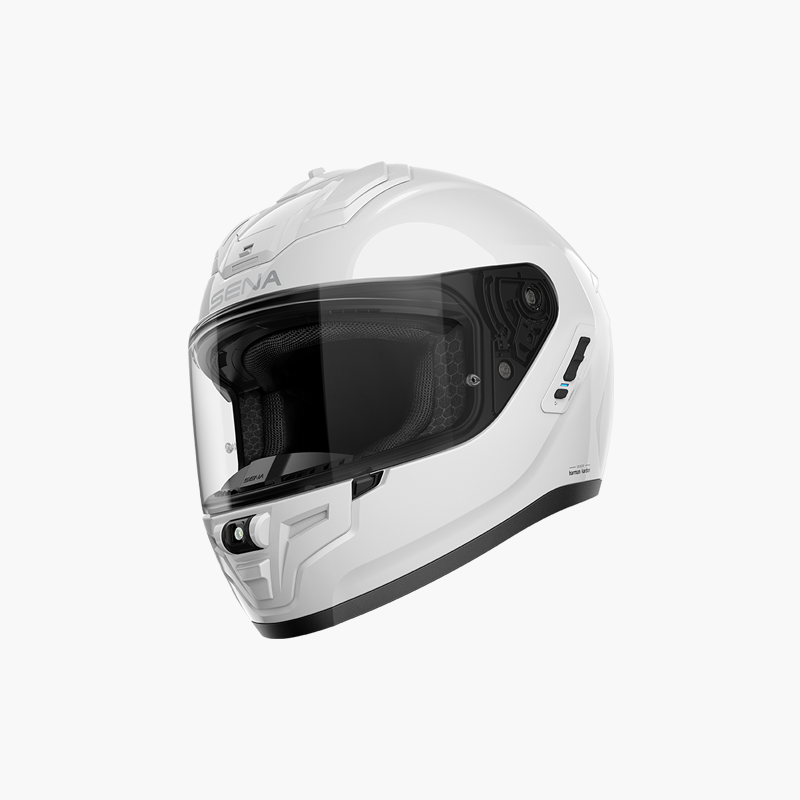 SENA 2026/07 KASK PHANTOM INTEGRALNY FIBERGLASS Z INTERKOMEM MESH 3.0 DO 2000M ORAZ SYSTEMEM AUDIO HARMAN KARDON ROZMIAR M KOLOR BIAŁY ( ECE R22.06 ZAPIĘCIE DD) (EL)