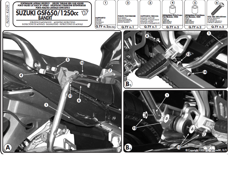 GIVI STELAŻ KUFRÓW BOCZNYCH MONOKEY - SUZUKI GSF 650 / 1250 BANDIT / GSX 650 / 1250 (07 > 15)