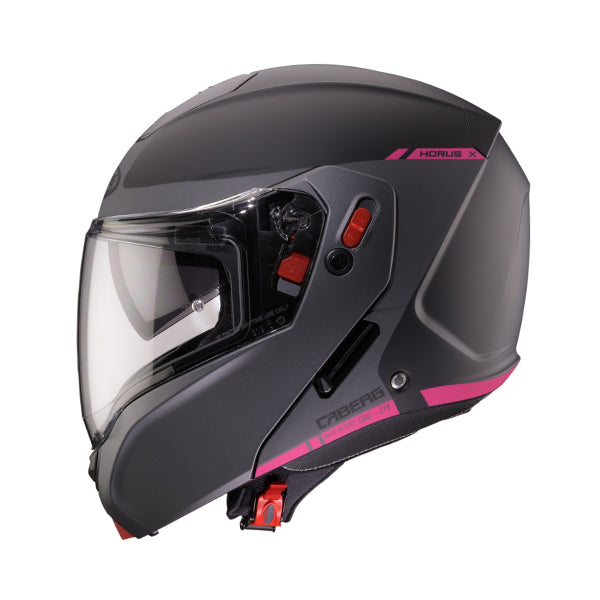 CABERG KASK SZCZĘKOWY FLIP-UP MODEL HORUS X RAY CZARNY MAT/SZARY/FUKSJA (INTENSYWNY ODCIEŃ RÓŻOWEGO)