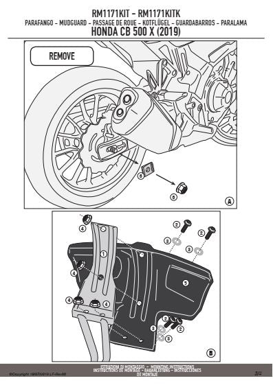 KAPPA MOCOWANIE BŁOTNIKA KRM01 I KRM02 HONDA CB 500 X (19-23) NX 500 (24-25) – zdjęcie 3