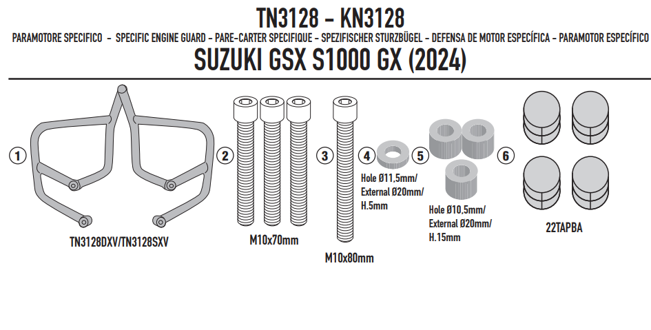 KAPPA GMOLE OSŁONY SILNIKA SUZUKI GSX S 1000 GX '24-'25, CZARNE