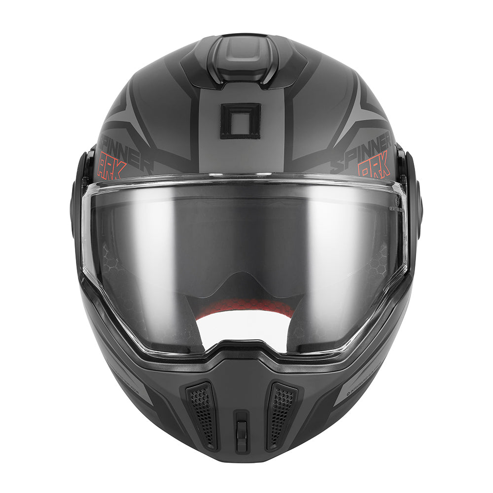 NOX PREMIUM KASK SZCZĘKOWY FLIP-BACK (SZCZĘKA DO TYŁU) Z BLENDĄ SPINNER ARK KOLOR CZARNY MAT/CZERWONY – zdjęcie 2