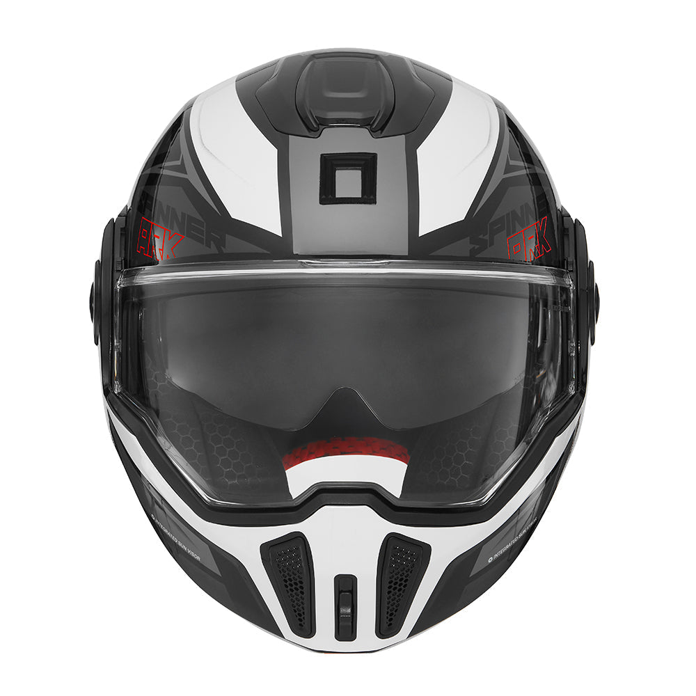 NOX PREMIUM KASK SZCZĘKOWY FLIP-BACK (SZCZĘKA DO TYŁU) Z BLENDĄ SPINNER ARK KOLOR CZARNY/BIAŁY/RÓŻOWY – zdjęcie 2