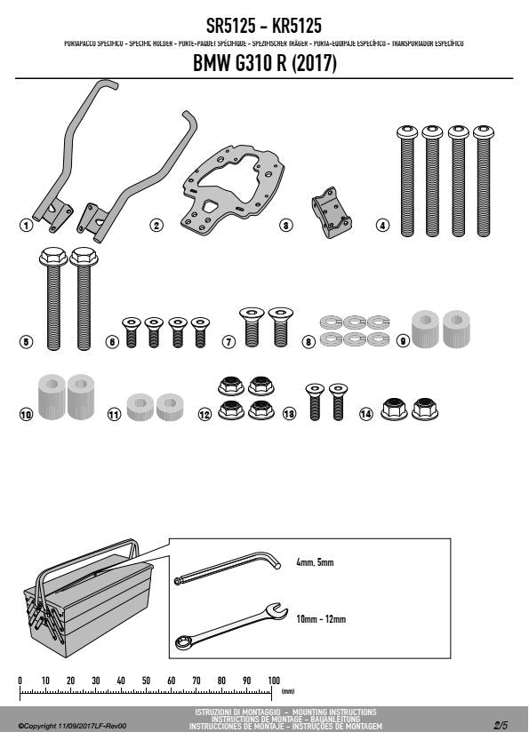 GIVI STELAŻ KUFRA CENTRALNEGO (BEZ PŁYTY) - BMW G 310 R (17 > 18)