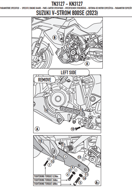KAPPA GMOLE OSŁONY SILNIKA SUZUKI V-STROM 800SE '23-'25, CZARNE – zdjęcie 2