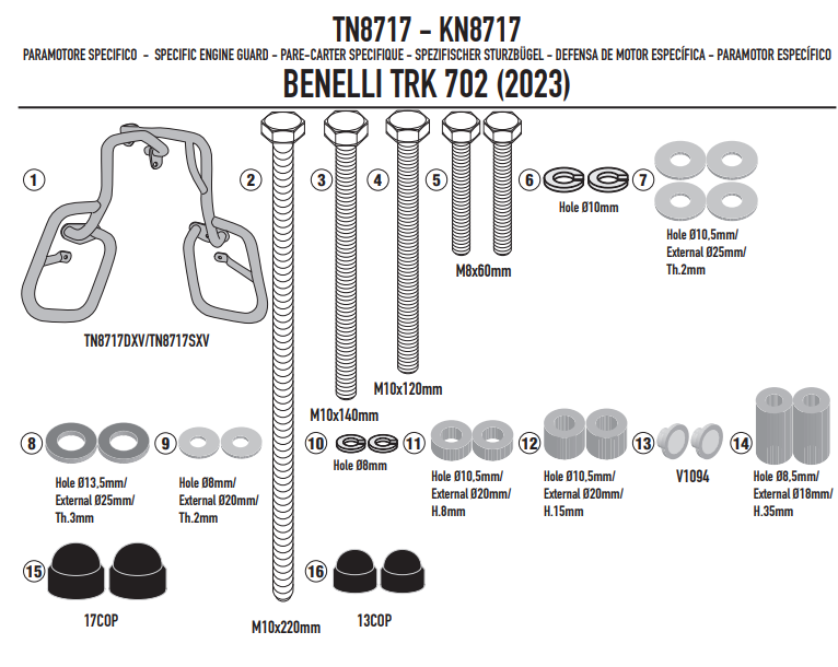 GIVI OSŁONA SILNIKA GMOLE - BENELLI TRK702 X (23 > 25) / QJ MOTOR SRT 700 SX (25 > 26)