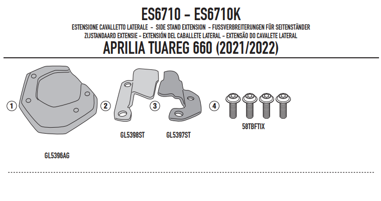 GIVI POSZERZENIE DODATKOWE STOPKI - APRILIA Tuareg 660 (21 > 22)