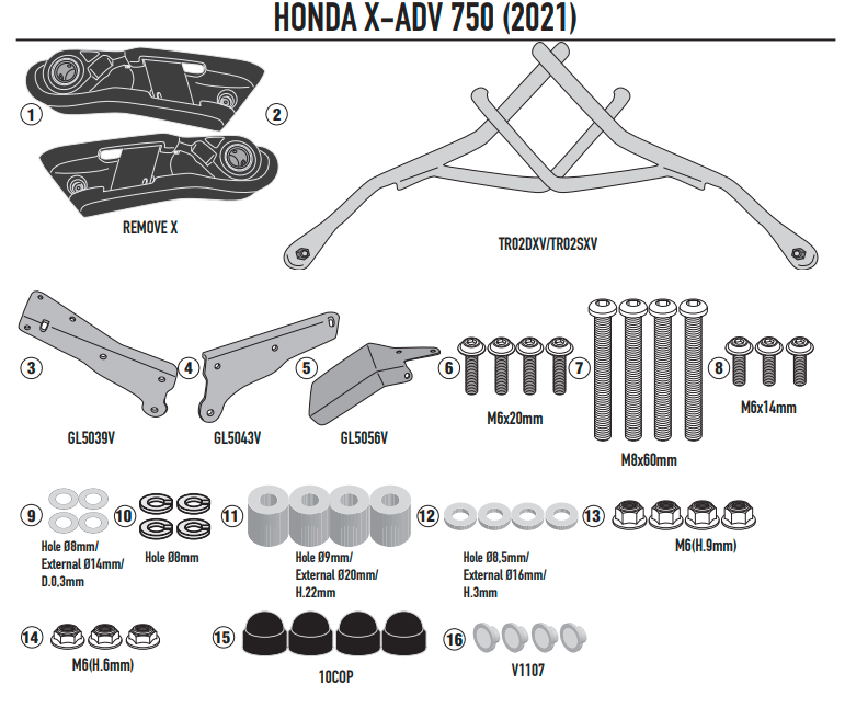 GIVI STELAŻ SAKW BOCZNYCH SERII REMOVE-X - HONDA X-ADV 750 (21 > 22)
