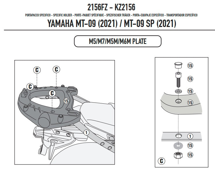 KAPPA STELAŻ KUFRA CENTRALNEGO YAMAHA MT-09 '21-'22, MT-09 SP '21-'22 (BEZ PŁYTY) – zdjęcie 5