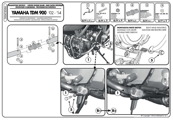 KAPPA GMOLE OSŁONY SILNIKA YAMAHA TDM 900 02-14 (TN347) CZARNE – zdjęcie 3
