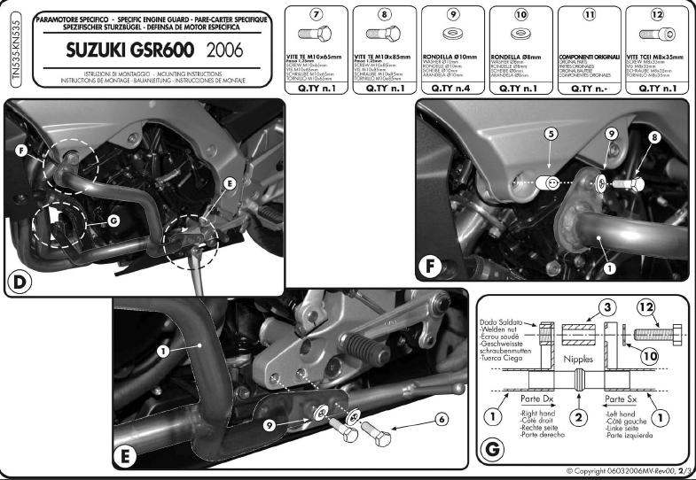 KAPPA GMOLE OSŁONY SILNIKA SUZUKI GSR 600 (06-11) CZARNE – zdjęcie 2