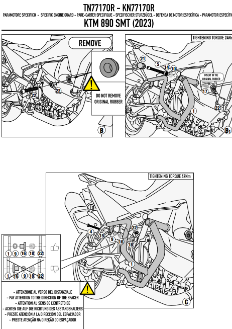 KAPPA GMOLE OSŁONY SILNIKA KTM 890 SMT '23-'25, POMARAŃCZOWE – zdjęcie 3
