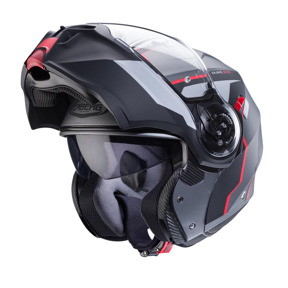 CABERG KASK SZCZĘKOWY FLIP-UP MODEL DUKE EVO MOVE KOLOR SZARY MAT/CZARNY/CZERWONY (PINLOCK W ZESTAWIE) – zdjęcie 3
