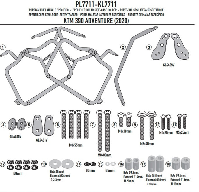 KAPPA STELAŻ KUFRÓW BOCZNYCH MONOKEY KTM 390 Adventure '20-'24 - RÓWNIEŻ POD KUFRY MONOKEY KMS K'MISSION ALU