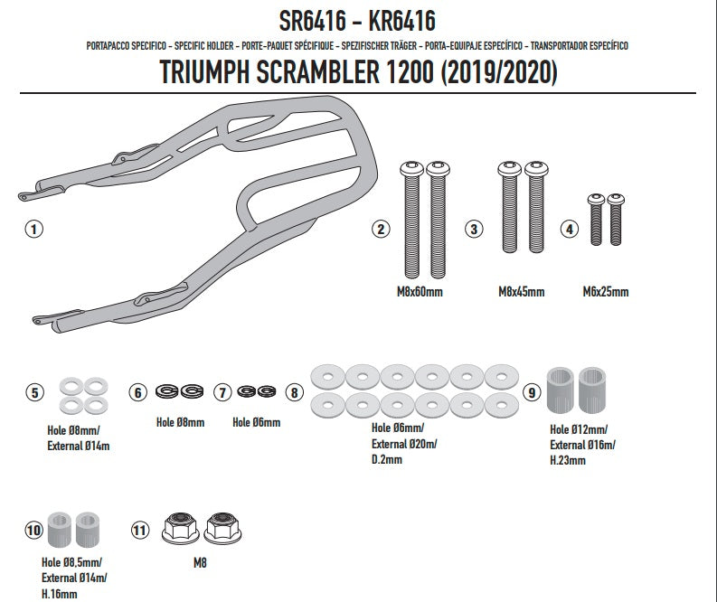 KAPPA STELAŻ KUFRA CENTRALNEGO TRIUMPH Scrambler 1200 (19-25) (BEZ PŁYTY) - NIE PASUJE DO WERSJI XE