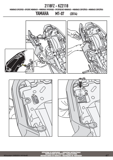 KAPPA STELAŻ KUFRA CENTRALNEGO YAMAHA MT 07 700 (14-17) ( BEZ PŁYTY ) – zdjęcie 4