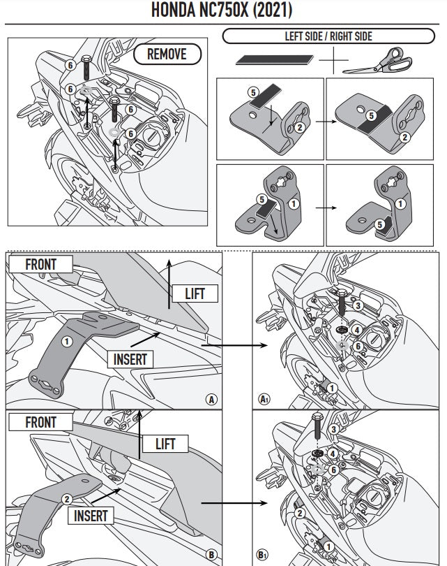 KAPPA ADAPTER DO ZAMONTOWANIA STELAŻA BOCZNEGO KLX1192, KLO1192MK, LUB KLO1192CAM HONDA NC 750X '21-'25 BEZ UŻYCIA STELAŻA CENTRALNEGO KZ1192 – zdjęcie 2