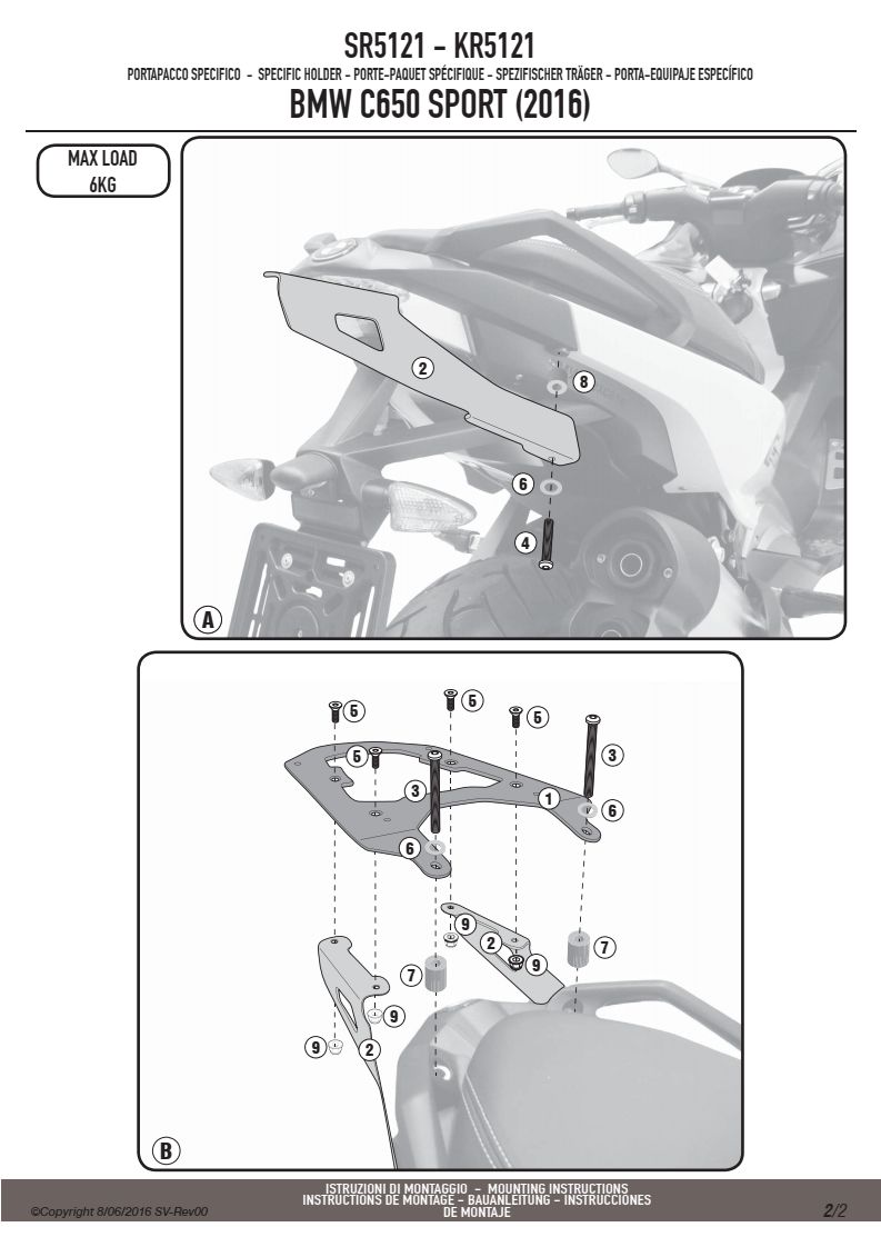 KAPPA STELAŻ KUFRA CENTRALNEGO BMW C 650 Sport (16-20) (BEZ PŁYTY) – zdjęcie 4