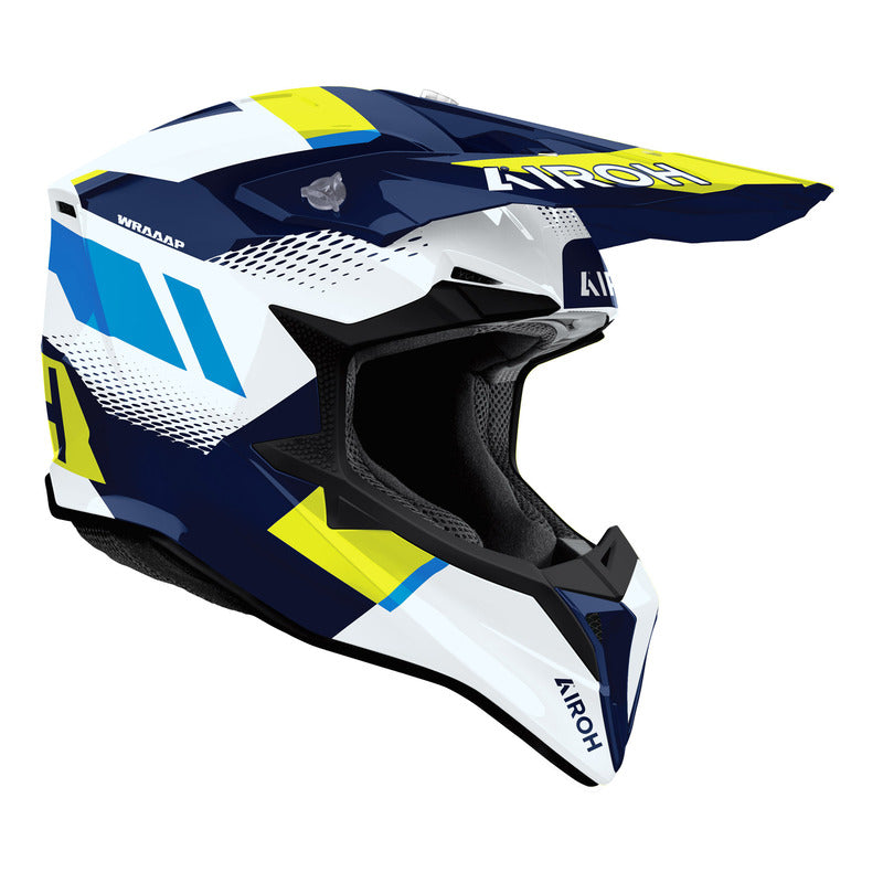 KASK MOTOCYKLOWY AIROH WRAAAP VISION YELLOW BLUE GLOSS