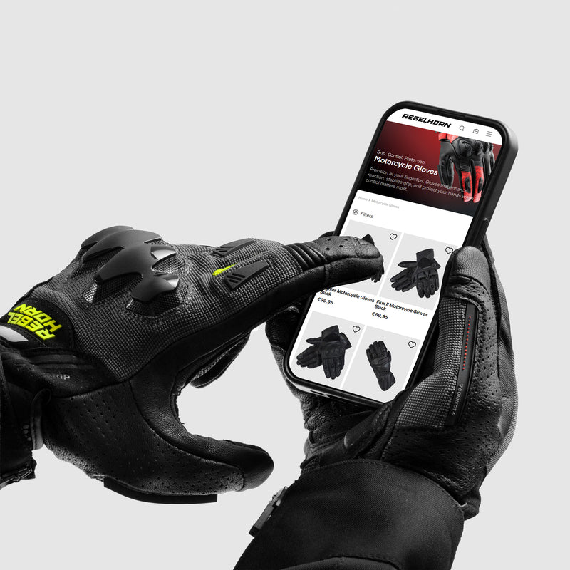 RĘKAWICE MOTOCYKLOWE REBELHORN DEFENDER BLACK GREY FLUO YELLOW
