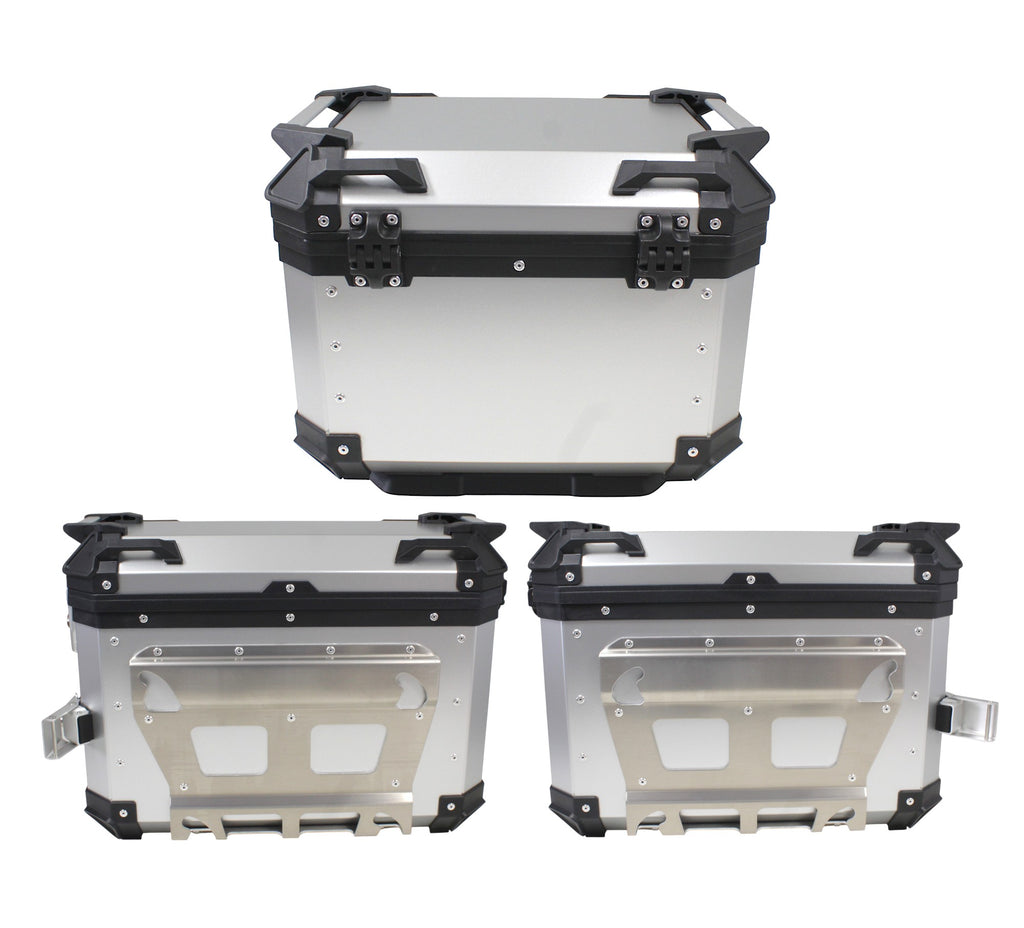 ZESTAW 3 KUFRÓW ALUMINIOWYCH (2X36L SYMETRYCZNE + 45L) COOCASE SREBRNY Z TORBĄ WEWNĘTRZNĄ – zdjęcie 2