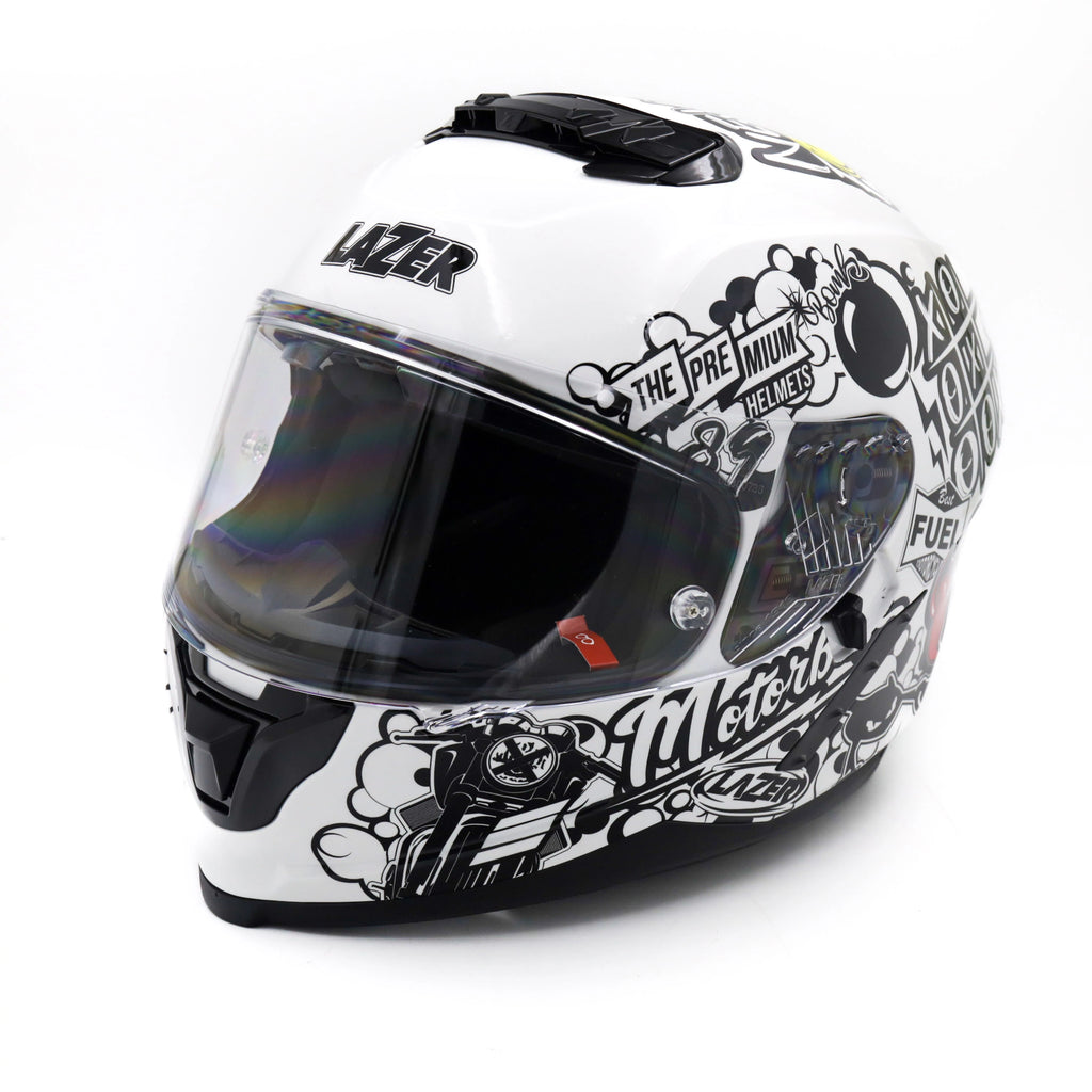 Kask Motocyklowy LAZER RAFALE EVO Stickerbomb (kol. Biały - Czarny - Srebrny - Czerwony)