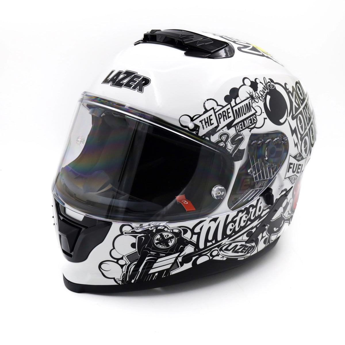 Kask Motocyklowy LAZER RAFALE EVO Stickerbomb (kol. Biały - Czarny - Srebrny - Czerwony)