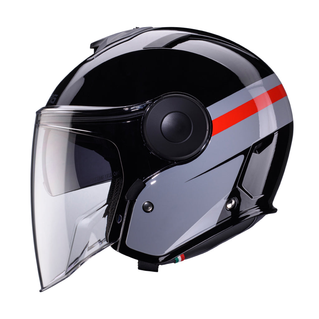 CABERG KASK OTWARTY JET Z BLENDĄ MODEL SOHO ZEPHYR KOLOR CZARNY/SZARY/CZERWONY – zdjęcie 2