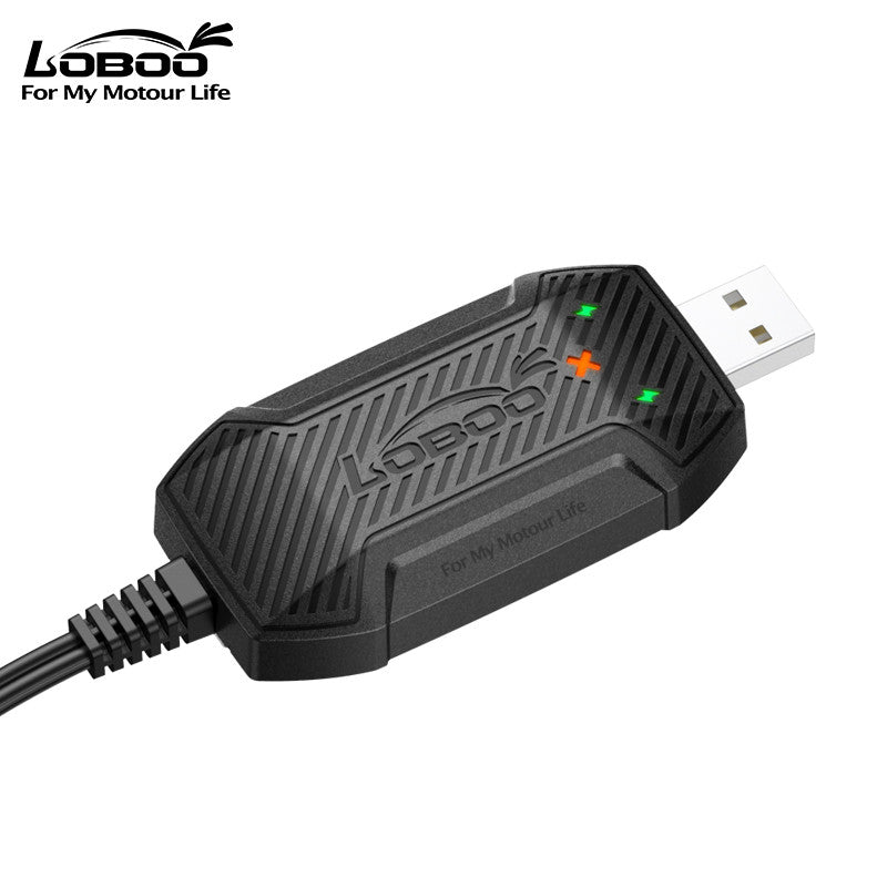 LOBOO Inteligenta Mini ładowarka do akumulatorów 12V (kwasowe, żelowe, litowe), USB