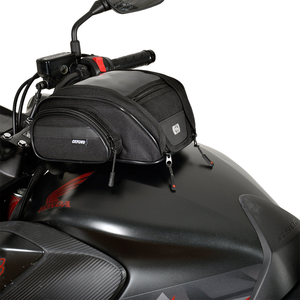 OXFORD TORBA NA ZBIORNIK MOTOCYKLA TANK BAG F1 MINI TANK 7L MAGNETIC (MAGNES) KOLOR CZARNY POJEMNOŚĆ 7L (ZASTĘPUJE OL430)